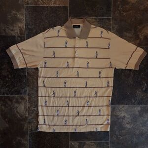 Como Sport Polo Shirt Men’s XL Made in Italy 100% Cotton Yellow All Over Golfer